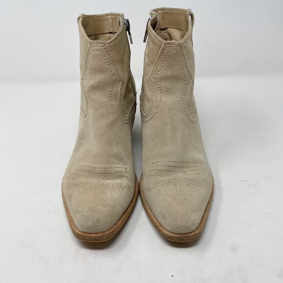 Dolce Vita Womens Size 6 Cream Suede Leather Silma Western Bootie Stacked Heel - Picture 3 of 12